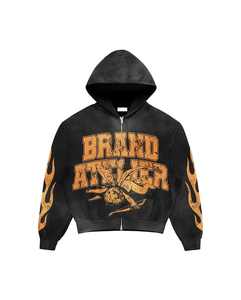 Conjunto de chándal acampanado de algodón 100% de 500gsm personalizado para hombre, chándal holgado de lana con capucha de gran tamaño para invierno, patrón sólido - Product Image 2