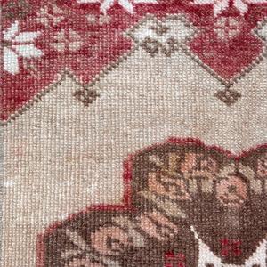 Alfombra Pequeña Vintage de 0.1x2.1 pies, Alfombra Persa Roja Turca - Product Image 4