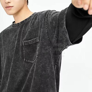 เสื้อยืดผู้ชายแบบย้อมสีเอซิด แขนสั้น คอกลม สวมใส่สบาย เหมาะสำหรับแฟชั่นประจำวัน - Product Image 4