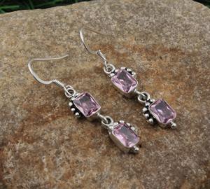 ต่างหูสไตล์โบฮีเมียนชุบเงินสเตอร์ลิง925แข็งอัญมณีอเมทิสต์พลอยธรรมชาติแบบมีฝาเป็นของครบรอบ - Product Image 4