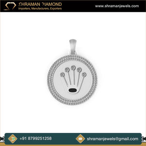 Collier pendentif rond en diamant naturel plaqué or argent 925 avec logo personnalisé glacé, bijoux fins vintage unisexe - Product Image 6