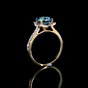 Bague de fiançailles en diamant de laboratoire taille ronde de qualité supérieure, or jaune massif 14 carats, bande polie brillante, 1 carat, joaillerie fine - Product Image 5