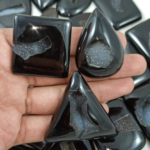 Natural <b>Black</b> <b>Onyx</b> Druzy Cabochon Gemstone <b>Onyx</b> Druzy Mix Shape Loose Gemstone for Jewelry Making - Product Image 1