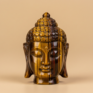 Estatua de cabeza de Buda hecha a mano, figura de ojo de Tigre, cristal de cuarzo, pulsera de Chakra, Ágata tallada, piedra preciosa, recuerdo curativo - Product Image 3
