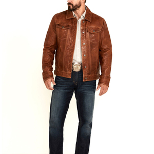 Otoño nueva chaqueta de cuero informal chaqueta de estilo callejero personalizada para hombres mejor calidad 100% tela de lona de cuero diseño de invierno - Product Image 3