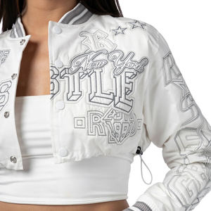 Femmes décontracté Letterman cuir recadrée Varsity veste personnalisé polaire hiver manteau nouveau Style vêtements pour dames - Product Image 6