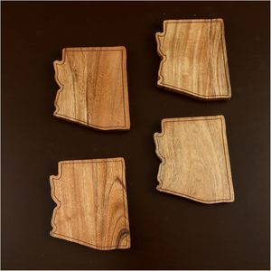 Wooden <b>Drink</b> <b>Coasters</b> for <b>Drinks</b> with Holder Set of 4 Handmade Wood <b>Coaster</b> Custom Size Natural Wood Color - Product Image 2