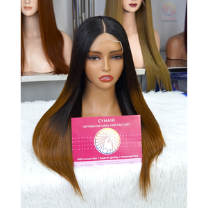 Styles chauds vietnamien Remy os cheveux raides fermeture perruques # D1 couleur 16 pouces os cheveux raides perruques - Product Image 3