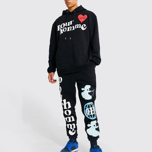 Chándal de hombre con logotipo personalizado de proveedor OEM, conjunto de Sudadera con capucha de algodón y forro polar transpirable, ropa de calle informal para correr de talla grande para invierno - Product Image 1