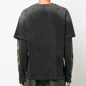 เสื้อยืดแขนสองชั้นสำหรับผู้ชายเสื้อยืดโอเวอร์ไซส์สำหรับผู้ชายเสื้อยืดทันสมัยออกแบบโลโก้ได้ตามต้องการ - Product Image 3