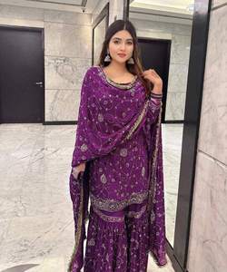 Beautiful Georgette Simple Full Flair Gown with Embroidery Thread Work Dupatta Party Wear Wholesale Price Ethnic Garment Muslim - Product Image 6