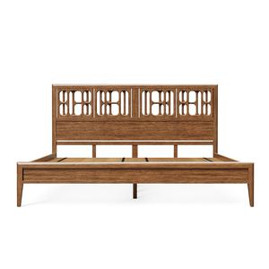 Marco de cama de madera minimalista moderno, muebles duraderos de madera Suar de caoba de teca para Hotel, Villa, dormitorio, Color Natural 040214 - Product Image 1