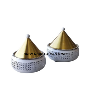 Calentador de alimentos de acero inoxidable con diseño árabe clásico, cazuela de mesa de forma redonda, olla caliente de Metal elegante, superventas - Product Image 2