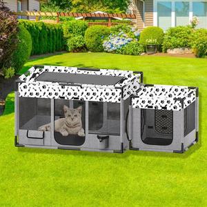 Divisible chaton chien parc <span class=keywords><strong>pour</strong></span> animaux <span class=keywords><strong>de</strong></span> compagnie Double chambre tuyau en acier cadre <span class=keywords><strong>Cage</strong></span> <span class=keywords><strong>pour</strong></span> chats chiot petit Animal Portable pliable chenil tente - Product Image 1