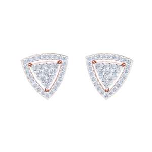 Boucles d'oreilles minimalistes en or rose 14 carats avec sertissage en bézel et diamants pour mariage, fête, anniversaire et cadeaux de fiançailles - Product Image 1