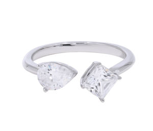 Cojín de 1,50 quilates Anillo de moissanita en forma de pera Elegancia formal Diseño abierto Oro sólido Plata esterlina Disponible en venta al por mayor a granel - Product Image 5