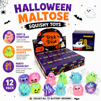 Nouveaux Squishies personnalisés Halloween en gel de maltose, géants, en forme de boulette, de citrouille et de fantôme, scintillants, jouets anti-stress avec boîte de présentation