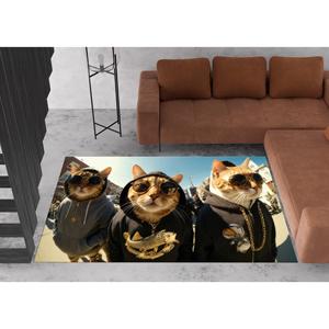 Hip Hop Cat <b>Rug</b>: Funny Pop Culture Accent <b>Rug</b>, Printed <b>Rug</b>,<b>Chenille</b> <b>Rug</b> - Product Image 1