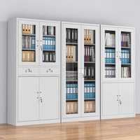 Armoire de classement en acier à 2 tiroirs, armoire de rangement de bureau verrouillable avec porte en verre, armoire d'archives métallique pour bureau
