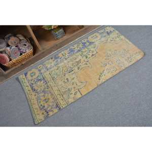 Alfombra turca Vintage de 2x4 pies, Beige, azul, tejido plano, patrón de retazos para adolescentes, decoraciones para sala de estar, Material de lana, látex - Product Image 2