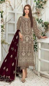 Vestido de trabajo de secuencia de bordado de Georgette de imitación pesado con fondo de seda Stanton terciopelo Dupatta colección de ropa India pakistaní - Product Image 2