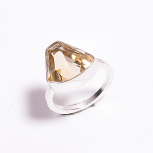Conjunto de anillos de boda clásicos de Plata de Ley 925 al por mayor, piedras preciosas de citrino para fiestas de aniversario de compromiso, idea de regalo perfecta - Product Image 1