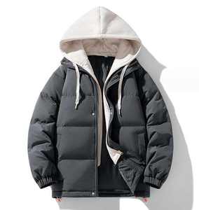 New Couple Cotton <b>Jacket</b> Coat Thickened and Warm Cotton <b>Jacket</b> With Detachable Hooded <b>for</b> <b>Men</b> - Product Image 4