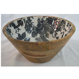 Cuenco de madera para servir cena, cuenco de madera para sopa y fideos de alta calidad, diseño de acabado esmaltado, ensaladera de madera, pegatina Floral aplicada - Product Image 3