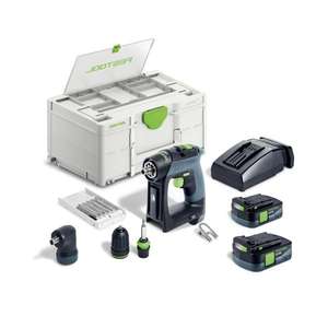 Festool CXS 12 2,5-<b>Set</b> 12V Cordless Drill <b>Driver</b> with 2 Batteries Charger Case and Accessories Including Drill Presses - Product Image 1
