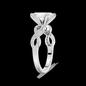 Bague de fiançailles en diamant de laboratoire taille marquise de 1,30 CTW, tige pavée torsadée, or massif 14 carats - Product Image 2