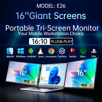 Écran portable Eimio 16 pouces 2,5K IPS, extension d'écran triple, type-C, double écran pour ordinateur portable, écran portable pour ordinateur portable OEM