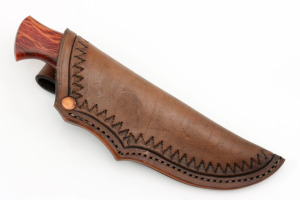 Couteau Bowie d'extérieur personnalisable DIY avec lame San Mai Damas manche en bois fait main et couverture en cuir de qualité OEM - Product Image 6