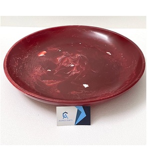Assiettes de service rondes en résine verte brillante motif léger et marbre pour salades et plats pour hôtel et restaurant à la maison utilisés - Product Image 5