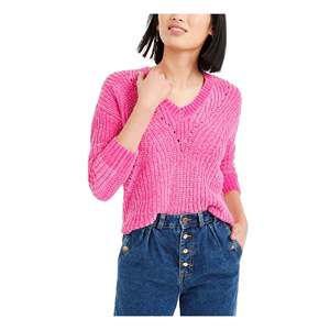 Cardigan Corto Rosa da Donna Bar III con Scollo a V, Traspirante e Caldo con Decorazione a Bottoni Traforati, Stile Casual da Club per Autunno - Product Image 1
