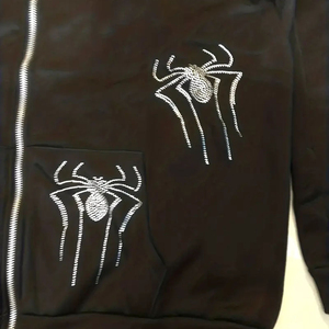 Sudadera con capucha de invierno con diamantes de imitación de algodón orgánico Premium personalizada para hombre, ropa informal Unisex con cremallera completa - Product Image 3