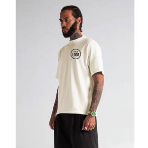 Camiseta de manga corta Shaka Wear para hombre, camiseta de gran tamaño recortada de peso pesado, camisetas holgadas de moda con cuello redondo y logotipo estampado para hombre - Product Image 5