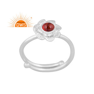 Best Selling Fine Sterling <b>Silver</b> Natural <b>Garnet</b> Gemstone Floral Design Stackable <b>Ring</b> Jewelry Manufacturer - Product Image 1