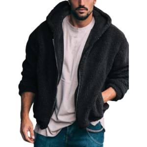 Sweat à capuche Ninja ultra doux et chaud pour hommes, pull Sherpa en coton et polyester, fermeture éclair surdimensionnée, nouveau style de mode - Product Image 4