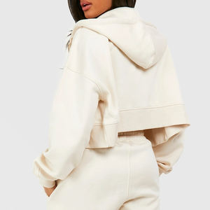 Ensemble de survêtement avec manches longues et fermeture éclair, prix de gros, design de haute qualité avec couleur unie, survêtement pour femmes à coupe courte 2026 - Product Image 5