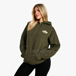 Sudaderas con capucha de corte regular con diseño personalizado OEM y serigrafía para mujer, personalizadas con mangas acanaladas de algodón/poliéster, ropa informal. - Product Image 1