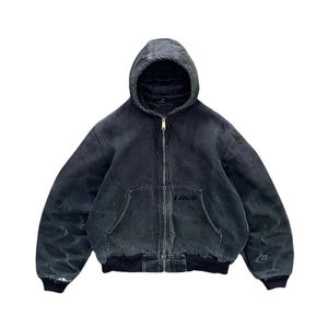 Sweats à capuche pour homme 100% coton 2025 Denim sweats à capuche avec fermeture éclair lourd coton hommes sweat à capuche surdimensionné Logo personnalisé dernière conception OEM - Product Image 1