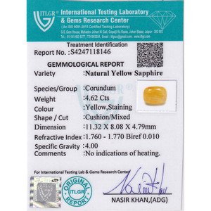Saphir Jaune Naturel (Pukhraj) 4,62 Carats, Taille Émeraude Facettée, Pierre Libre, Matériau de Gemme Rouge Similaire à l'Alexandrite et à l'Aigue-marine - Product Image 4