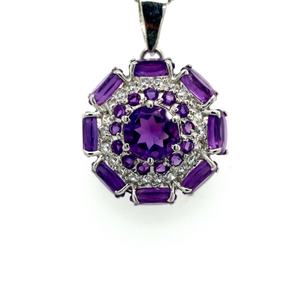 ขายตรงจากโรงงาน สร้อยคอเงินแท้ 925 ประดับพลอยไพลินสีม่วงเจียระไนทรงเจ้าหญิง 3.18 กะรัต ผลิตในห้องปฏิบัติการ ของขวัญงานแต่งงาน จี้จากอินเดีย - Product Image 2