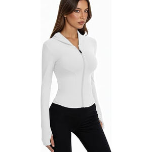 Veste douce à fermeture éclair intégrale, haut léger, extensible, vêtements de yoga, vêtements de sport confortables, mélange de nylon et de spandex - Product Image 3