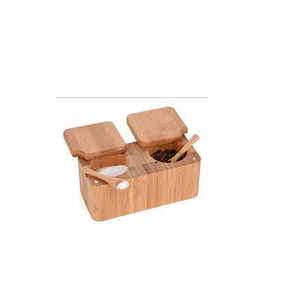 Caja de sal de madera tallada y para decoración artesanal de madera natural con forma cuadrada de fábrica y producto de venta HPT - Product Image 1