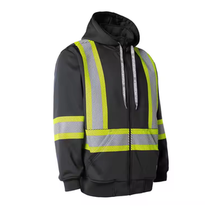 เสื้อมีฮู้ดเพื่อความปลอดภัยสะท้อนแสงสำหรับผู้ชายเสื้อฮู้ดแบบสั่งทำสำหรับขายสีเหลืองเรืองแสงสีดำที่กำหนดเอง - Product Image 6