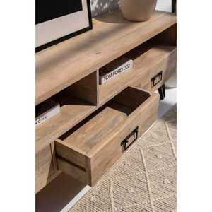 Unidad de TV moderna Ryla de madera de 3 cajones para dormitorio, comedor o uso en hoteles - Product Image 3