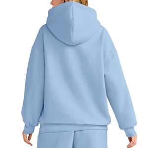 Nouveautés : sweats à capuche pour femmes pour l'hiver |   Sweat à capuche streetwear en molleton épais et surdimensionné |   Sweat-shirt à capuche uni en coton 100% à manches longues - Product Image 2