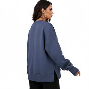 Haut de gamme pour femmes haut à manches longues couleur unie col fendu à capuche respirant Style Hip Hop pour l'hiver automne printemps ODM approvisionnement - Product Image 4