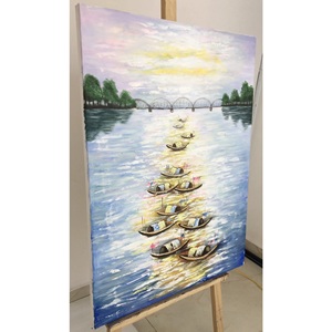 ภาพวาดสีน้ำมันภาพวาดด้วยมือยามบ่ายพระอาทิตย์ตกขนาด60*80ซม. กำหนดขนาดเองได้ผ้าใบพิมพ์ลายธรรมชาติสำหรับบ้าน - Product Image 6